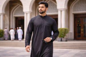 everyday black thobe for men