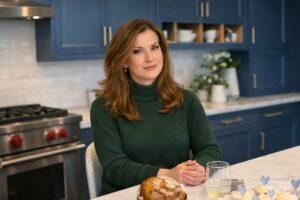 jodi applegate - michael kay wife, sitting in a modern style kitchen