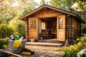 log cabin spring maintenance
